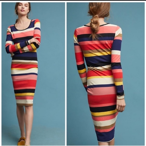 Plenty Tracy Reese Anthropologie Striped Midi - Picture 1 of 4